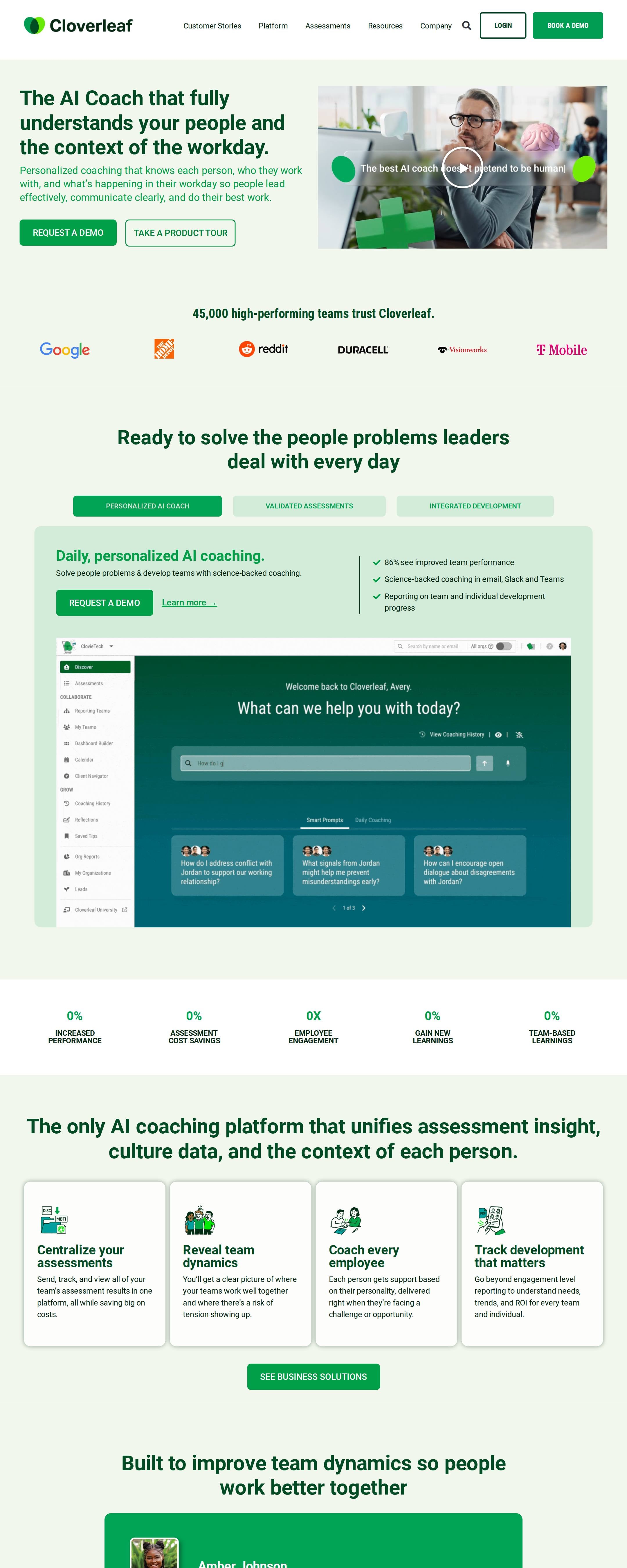 Screenshot of the Cloverleaf website